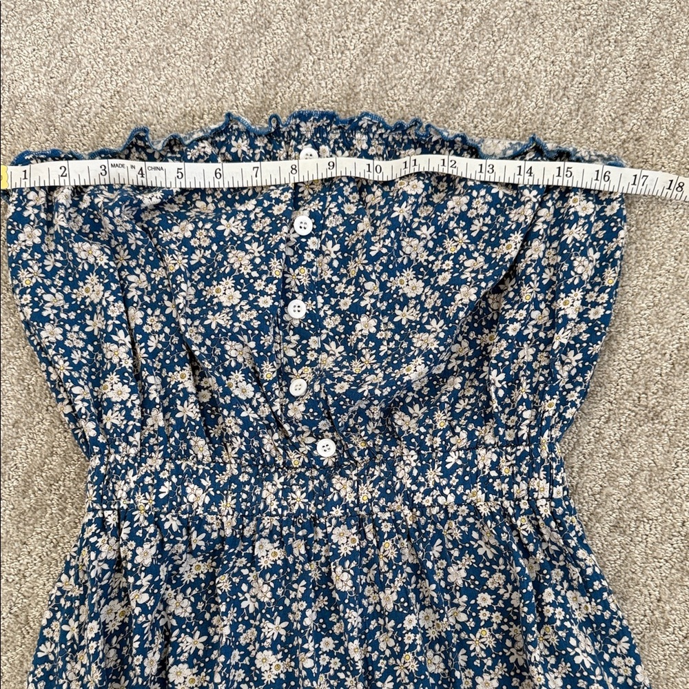 Floral Blue Strapless Dress - Picture 3 of 7